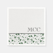 Serviette En Papier Golf Vert Blanc Golf Ball Monogrammes Initiales (Devant)