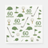 Serviette En Papier Golfer 60e anniversaire avec balle de golf et fer (Devant)