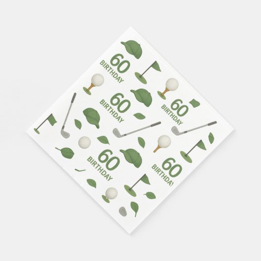 Serviette En Papier Golfer 60e anniversaire avec balle de golf et fer (Coin)