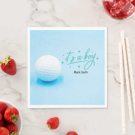 Serviette En Papier Golfer Baby shower thème bleu (En situation)