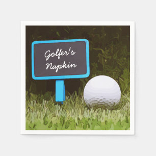 Serviette En Papier Golfer Napkin avec balle de golf sur herbe verte