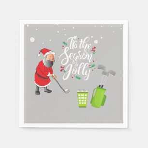 Serviette En Papier Golfer Santa Claus joue sous la neige Noël