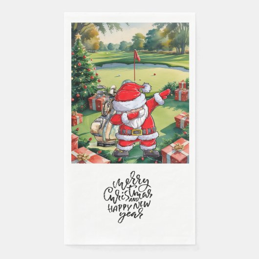 Serviette En Papier Golfer Santa Cluas Dabbing Golf Christmas Party (Devant)