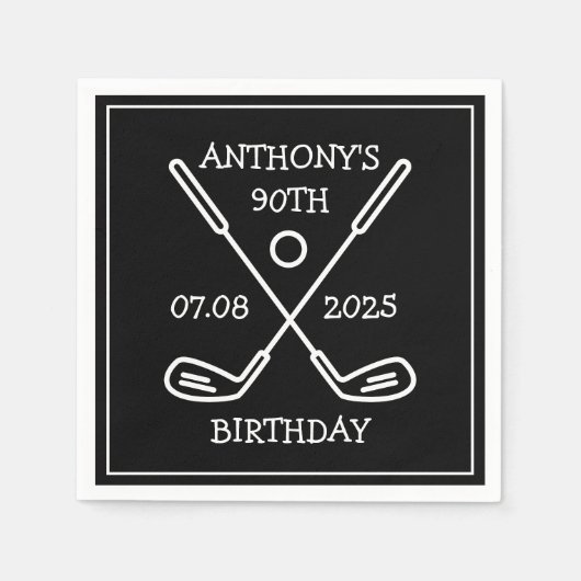 Serviette En Papier Golfeur d'anniversaire personnalisé 90e papa heure (Devant)
