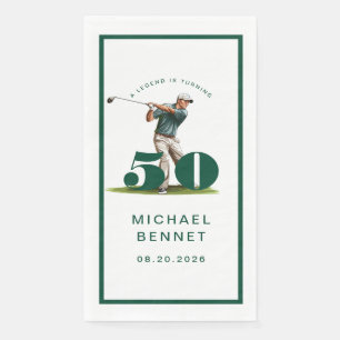 Serviette En Papier Golfeur Moderne 50e Anniversaire