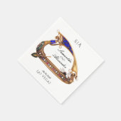 Serviette En Papier gondole vénitienne Ornate noir & blanc Mariage (Coin)