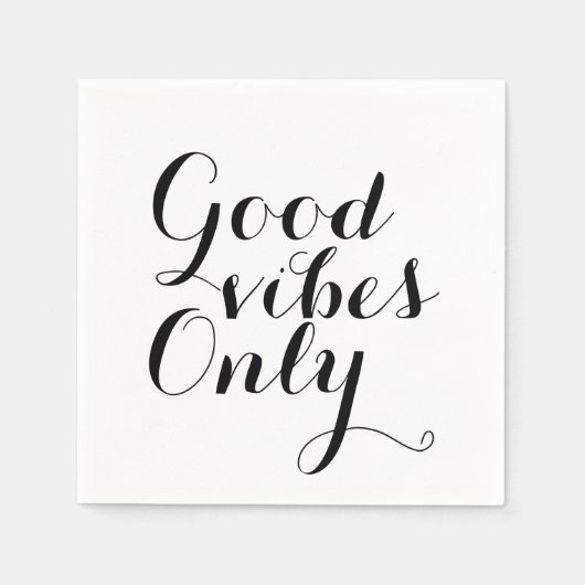 Serviette En Papier Good Vibes seulement Message positif Happy Calligr (Devant)