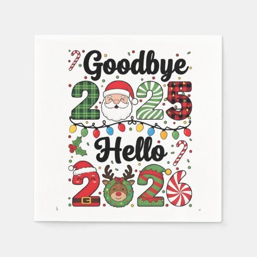 Serviette En Papier Goodbye 2025 Hello 2026 New Year Resolution   (Devant)