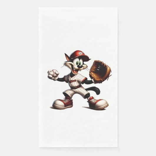 Serviette En Papier Goofy Cat Baseball Pitcher Monte (Devant)