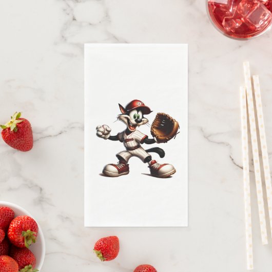 Serviette En Papier Goofy Cat Baseball Pitcher Monte (En situation)