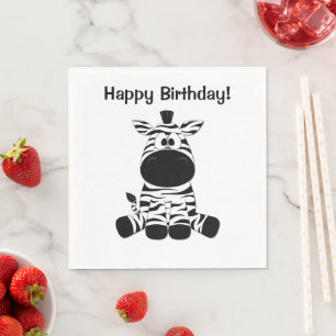 Serviette En Papier Goofy Zebra Joyeux anniversaire