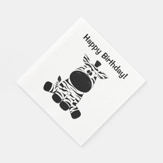 Serviette En Papier Goofy Zebra Joyeux anniversaire (Coin)