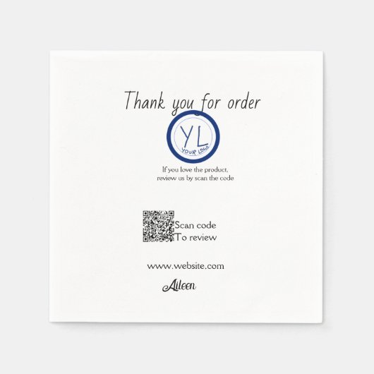 Serviette En Papier Google review business logo website scan QR code (Devant)