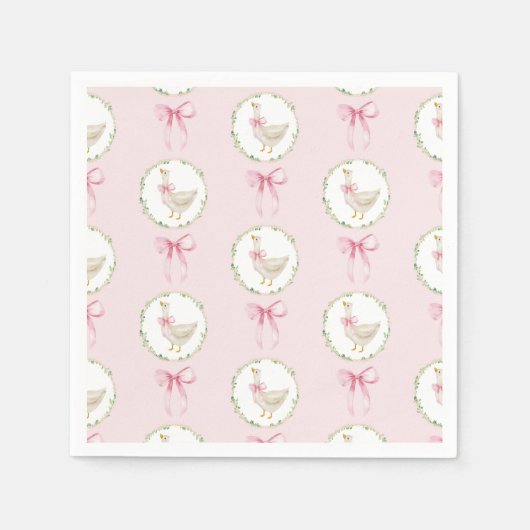 Serviette En Papier Goose Blush rose Bow Pastel Fille Anniversaire (Devant)