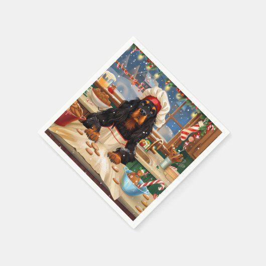 Serviette En Papier Gordon Setter Gâteau de vacances : Noël festif (Coin)