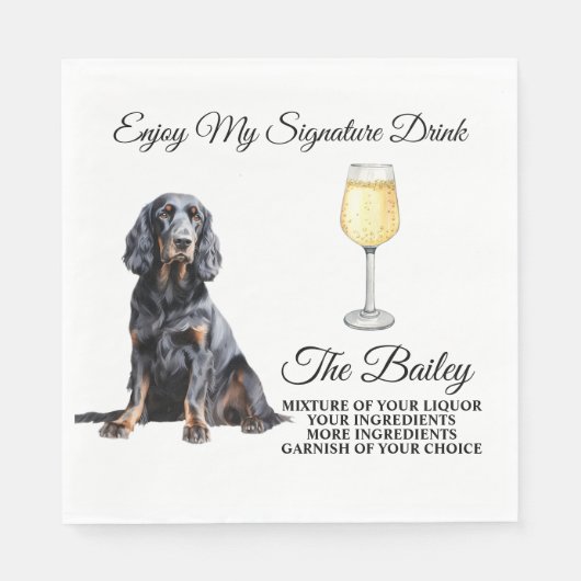 Serviette En Papier Gordon Setter Mariage Signature Boire serviettes (Devant)