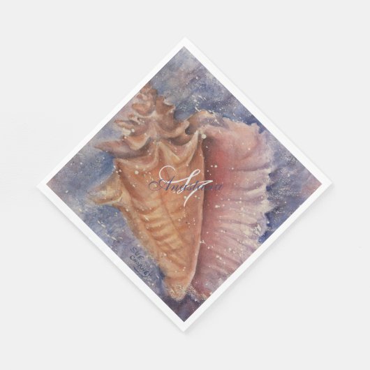 SERVIETTE EN PAPIER GORGEOUS PINK SEA CONCH PARTI MONOGRAM (Coin)