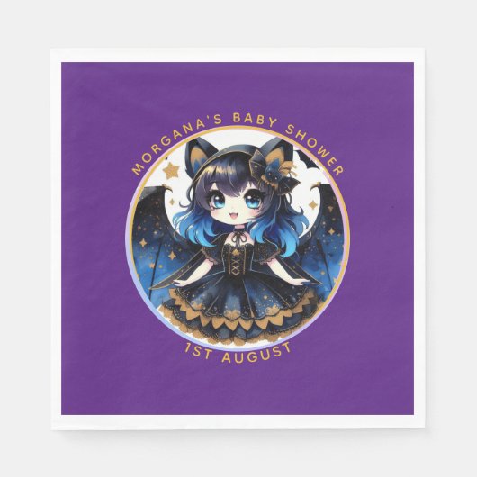 Serviette En Papier Goth Baby Girl Douche Bat Vampire Partyware (Devant)