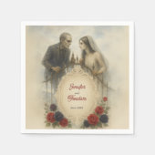 Serviette En Papier Goth Couple Zombie Mariage d'Halloween (Devant)