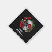 Serviette En Papier Goth Crâne avec Fleurs rouges et Feuilles d'or Ann (Coin)