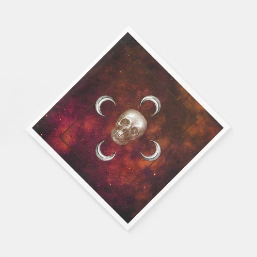 Serviette En Papier Goth Crâne et lune céleste (Coin)