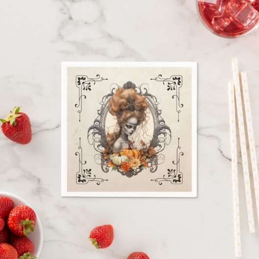 Serviette En Papier Goth Déplaisante Citrouille (En situation)