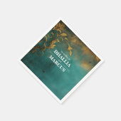 Serviette En Papier Goth Floral Turquoise Et Or (Coin)