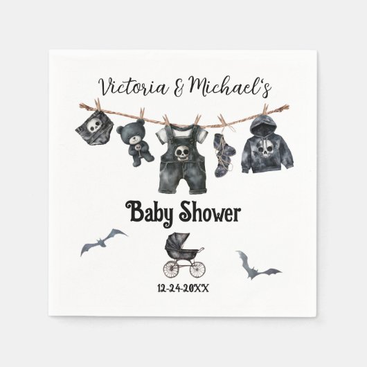 Serviette En Papier Goth Halloween Clothesline Baby shower (Devant)