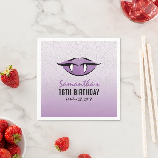 Serviette En Papier Goth Lèvres Vampire Halloween papier d'anniversair (En situation)
