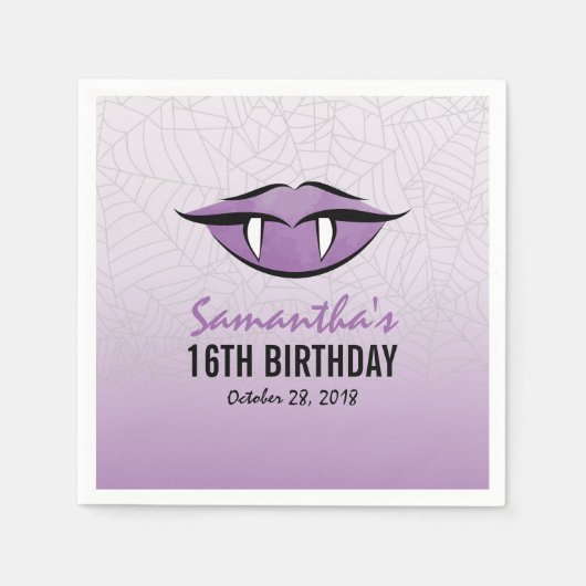 Serviette En Papier Goth Lèvres Vampire Halloween papier d'anniversair (Devant)