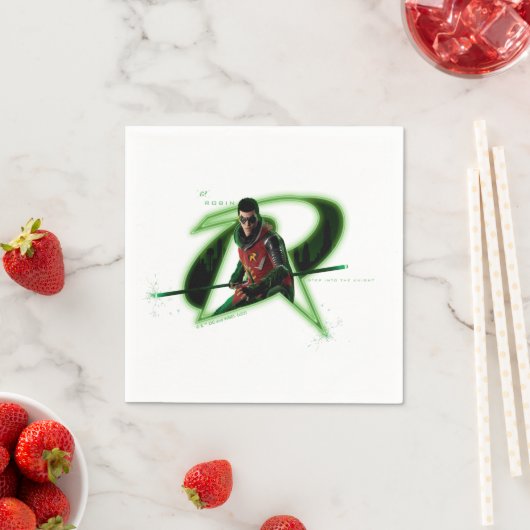 Serviette En Papier Gotham Knights Robin en logo (En situation)