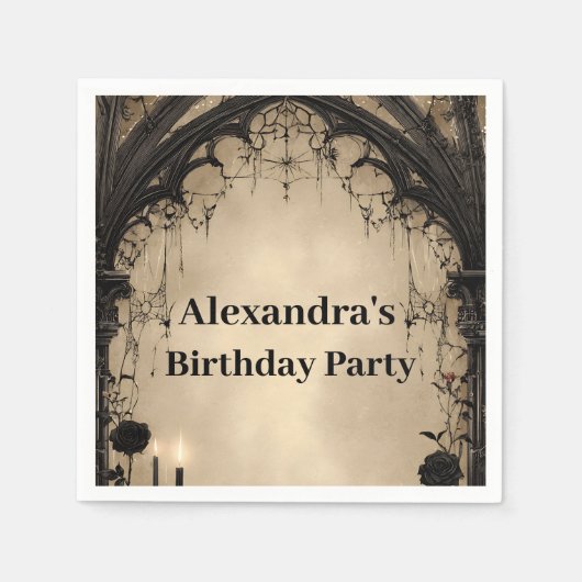 Serviette En Papier Gothic Arch Black Rose Birthday (Devant)