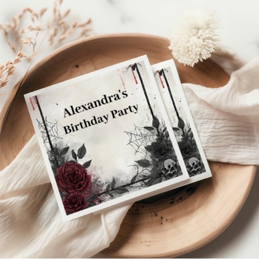 Serviette En Papier Gothic Bats & Roses Birthday