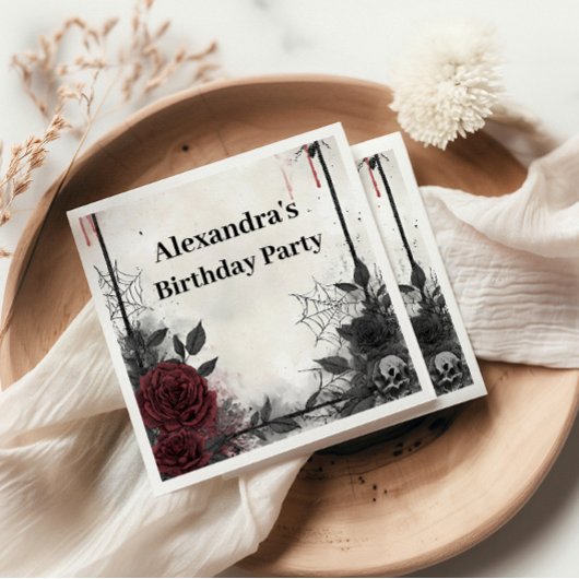 Serviette En Papier Gothic Blood Roses Birthday