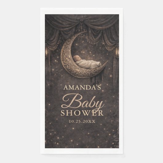 Serviette En Papier Gothic Crescent Moon Stars Baby Shower (Devant)