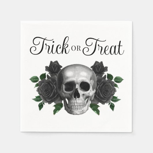 Serviette En Papier Gothic Floral Skull Trick Or Treat Halloween (Devant)