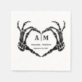 Serviette En Papier Gothic Halloween Skull Hand Heart Black Wedding (Devant)