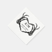 Serviette En Papier Gothic Halloween Skull Hand Heart Black Wedding (Coin)