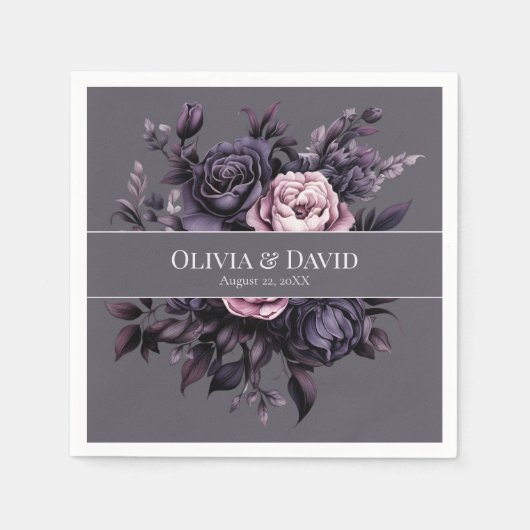 Serviette En Papier Gothic Plum Floral Wedding Napkins (Devant)