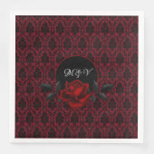 Serviette En Papier Gothic Red Damask Rose Wedding (Devant)