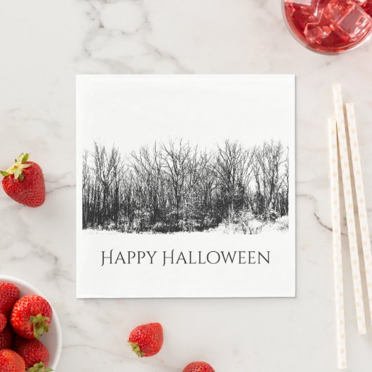 Serviette En Papier Gothic Woods Black White Halloween Party (En situation)