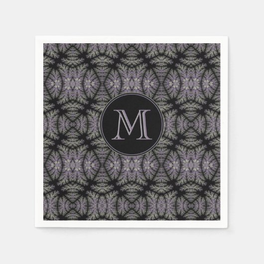 Serviette En Papier Gothique Damask Lavender Sage Fern Motif Monogramm (Devant)