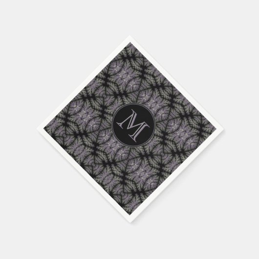 Serviette En Papier Gothique Damask Lavender Sage Fern Motif Monogramm (Coin)