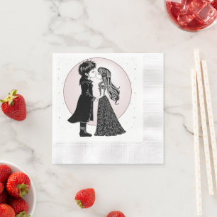 Serviette En Papier Gothique Emo Enfants Kiss Valentine's Day