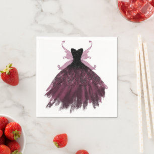 Serviette En Papier Gothique Fairy Fuchsia Gown Punk Rock rose Magen