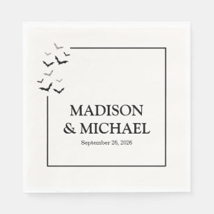 Serviette En Papier Gothique Halloween Mariage de chauve-souris noire