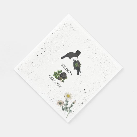 Serviette En Papier Gothique Halloween noir Rose Corbeaux Mariage (Coin)