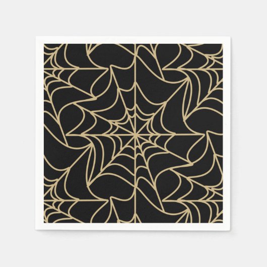 Serviette En Papier Gothique Halloween Spider Web Gold (Devant)