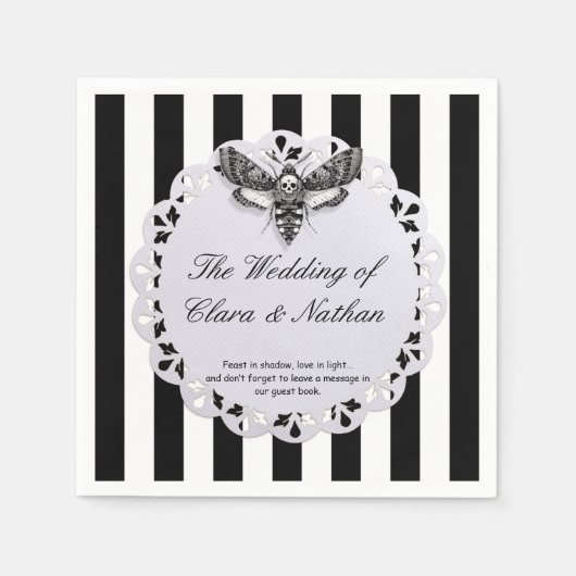 Serviette En Papier Gothique Moth Mariage crâne - Dark Elegant (Devant)
