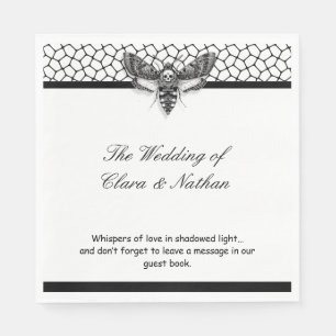 Serviette En Papier Gothique Moth Programme de mariage crâne - Élégant